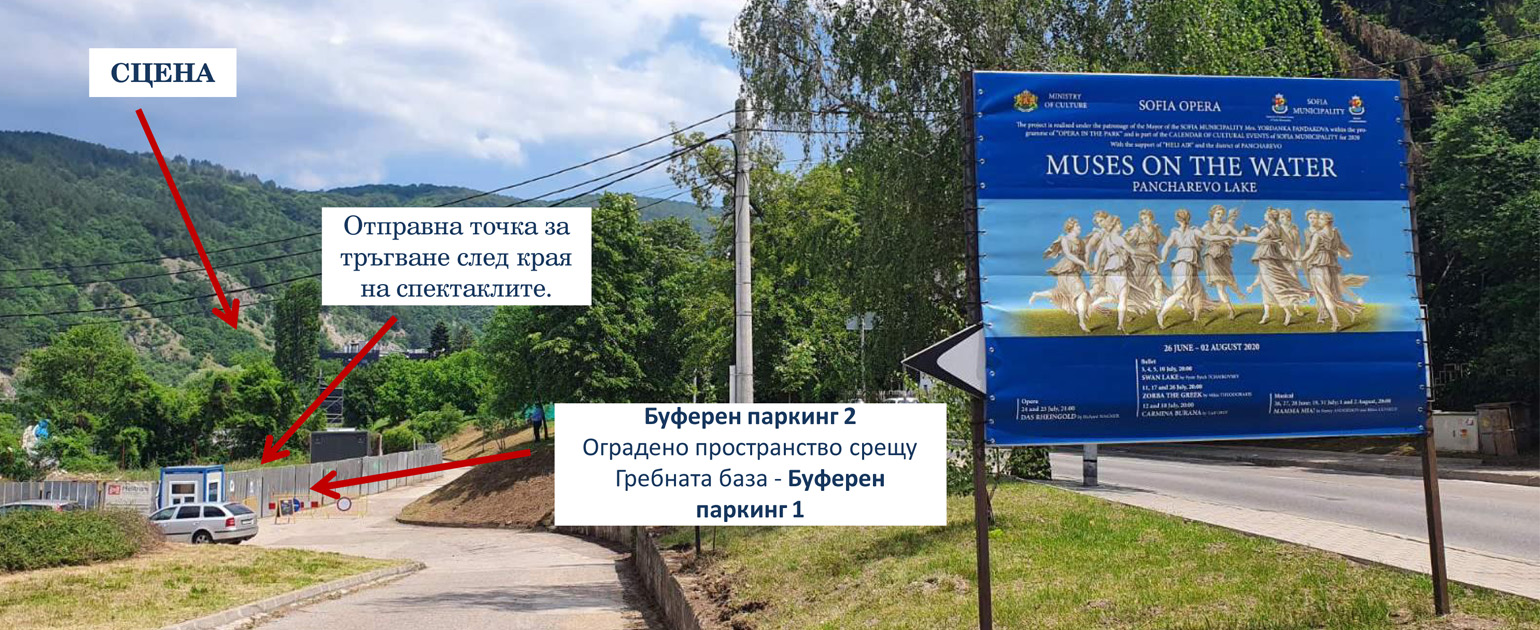 Transport and 3 parking for “Muses of Water” – Lake Pancharevo are provided