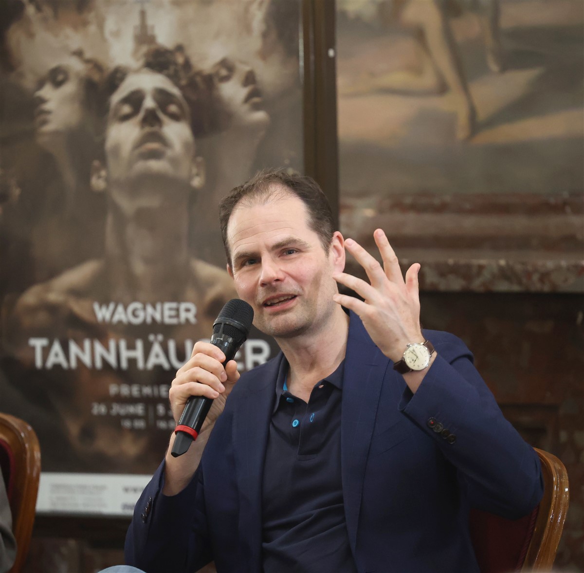 Снимка: Пресконференция по повод премиерата на операта "Танхойзер" от Рихард Вагнер на 26 юни и предстоящия Вагнеров фестивал /26 юни – 5 юли/. 